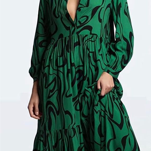 Zara Dresses Zara Green Flowy Midi Dress Medium Poshmark